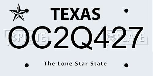 OC2Q427 Texas License Plate