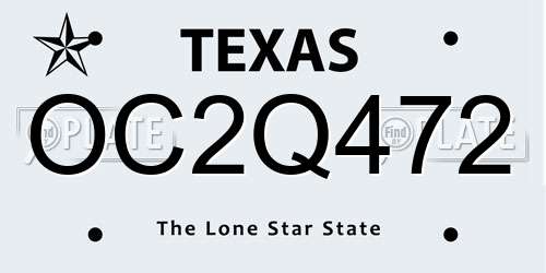 OC2Q472 Texas License Plate