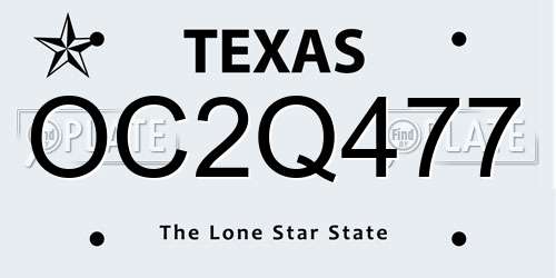 OC2Q477 Texas License Plate