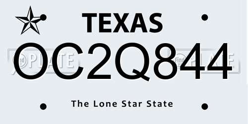 OC2Q844 Texas License Plate