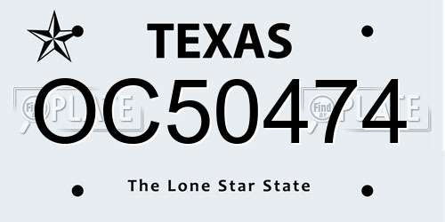 OC50474 Texas License Plate