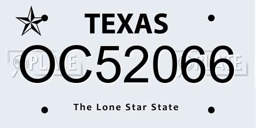 OC52066 Texas License Plate