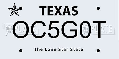 OC5G0T Texas License Plate