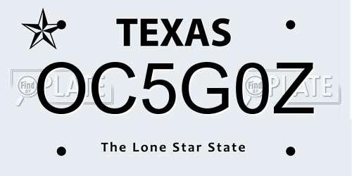 OC5G0Z Texas License Plate