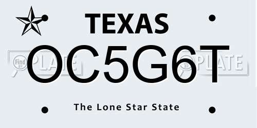 OC5G6T Texas License Plate