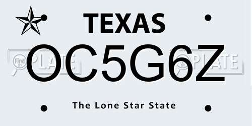 OC5G6Z Texas License Plate