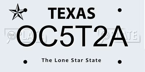OC5T2A Texas License Plate