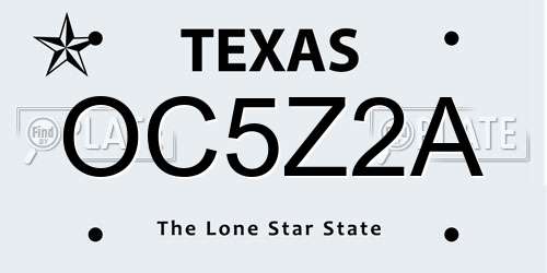 OC5Z2A Texas License Plate