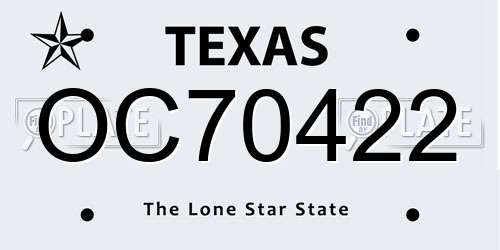 OC70422 Texas License Plate