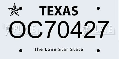 OC70427 Texas License Plate