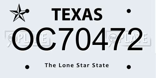 OC70472 Texas License Plate