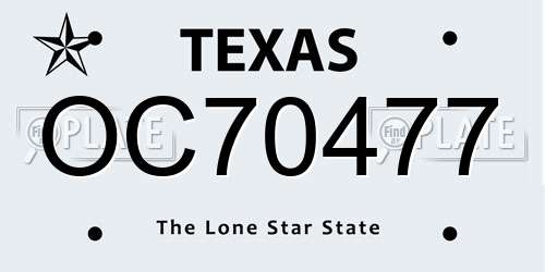 OC70477 Texas License Plate