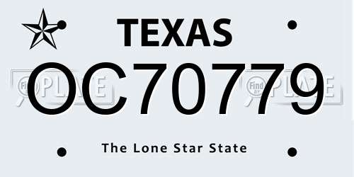 OC70779 Texas License Plate