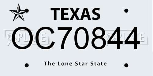 OC70844 Texas License Plate