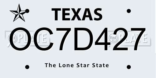 OC7D427 Texas License Plate