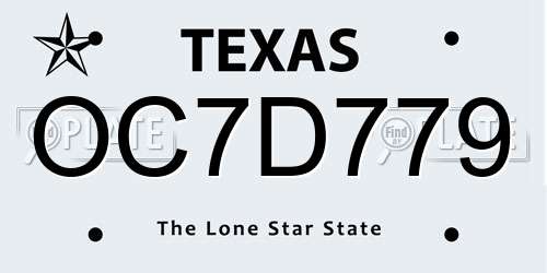 OC7D779 Texas License Plate