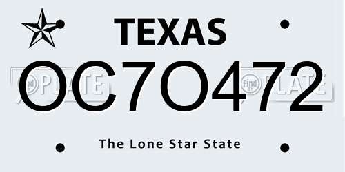 OC7O472 Texas License Plate