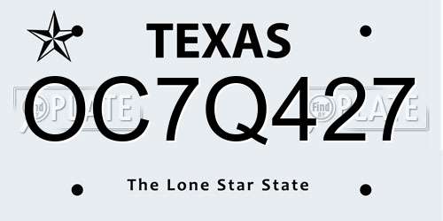 OC7Q427 Texas License Plate