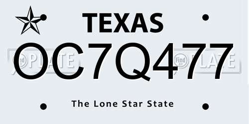 OC7Q477 Texas License Plate