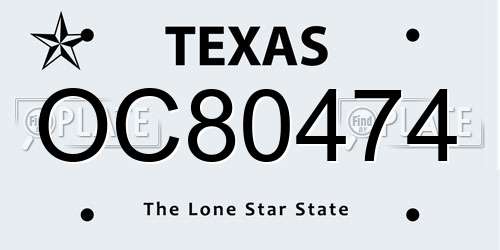 OC80474 Texas License Plate
