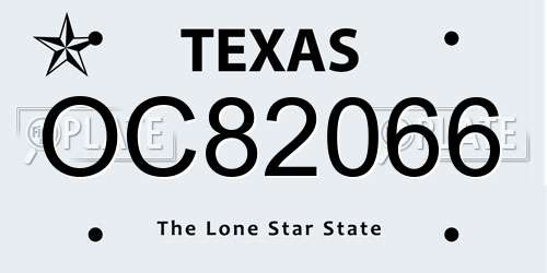 OC82066 Texas License Plate