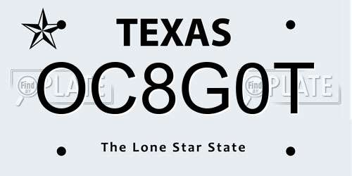 OC8G0T Texas License Plate