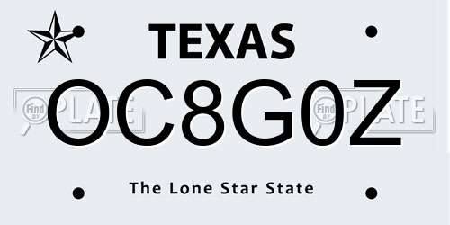 OC8G0Z Texas License Plate