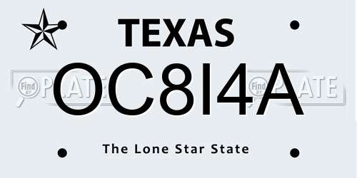 OC8I4A Texas License Plate
