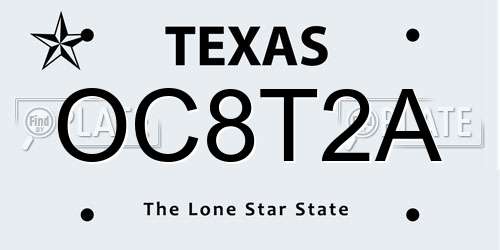 OC8T2A Texas License Plate
