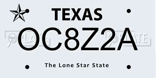 OC8Z2A Texas License Plate