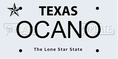 OCANO Texas License Plate