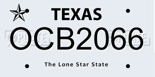 OCB2066 Texas License Plate