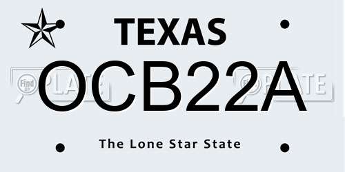 OCB22A Texas License Plate
