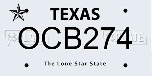 OCB274 Texas License Plate