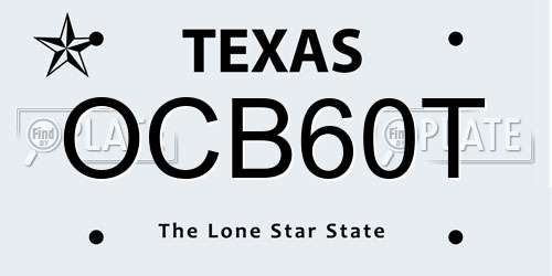 OCB60T Texas License Plate