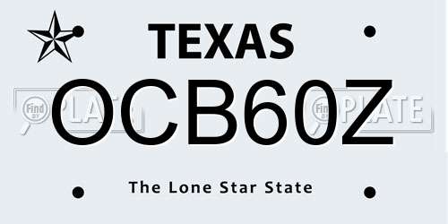 OCB60Z Texas License Plate
