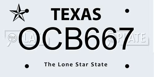 OCB667 Texas License Plate