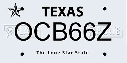 OCB66Z Texas License Plate