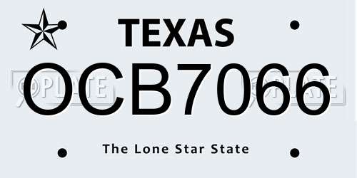 OCB7066 Texas License Plate