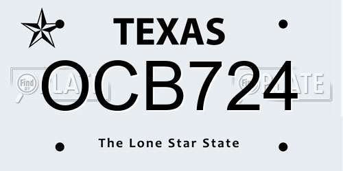 OCB724 Texas License Plate