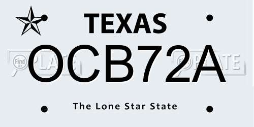 OCB72A Texas License Plate