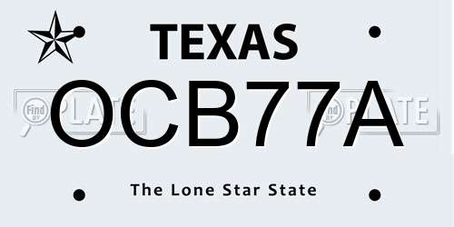 OCB77A Texas License Plate