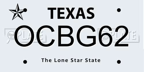 OCBG62 Texas License Plate