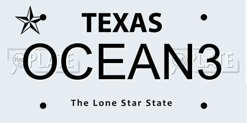OCEAN3 Texas License Plate
