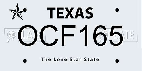 OCF165 Texas License Plate