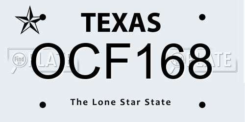 OCF168 Texas License Plate