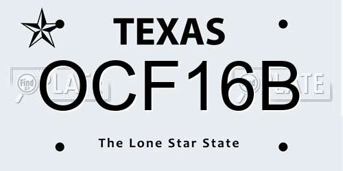 OCF16B Texas License Plate