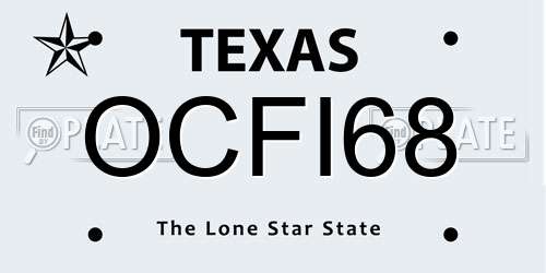 OCFI68 Texas License Plate