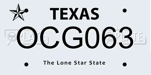 OCG063 Texas License Plate