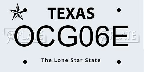 OCG06E Texas License Plate